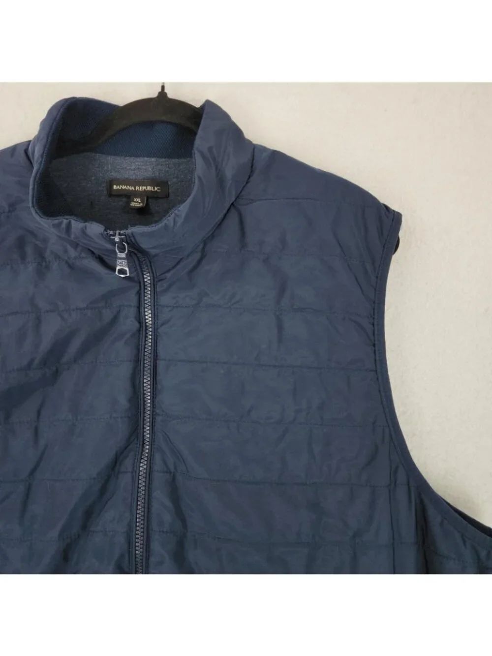 Banana Republic Vest Mens XXL Blue Quilted Full Zip Lined Puffer Classic Outdoor